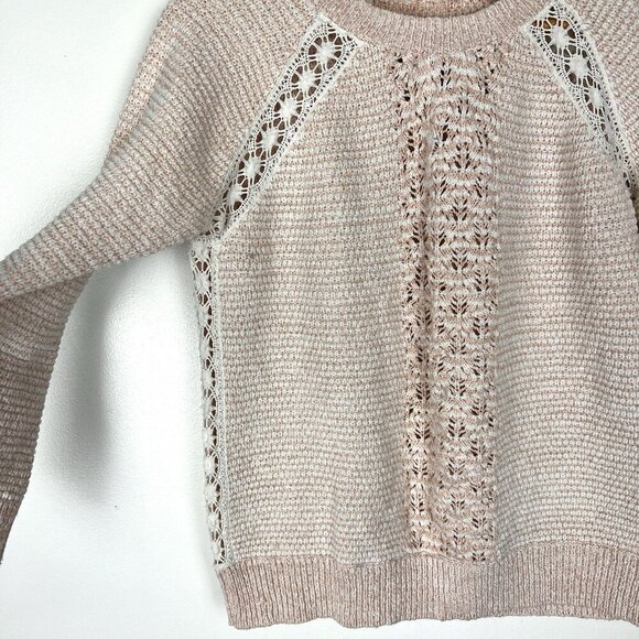 Women’s Jack Wills Cotton Blend Pink Sweater sz 8 Lace Cottage Romantic Ballet - Picture 3 of 8